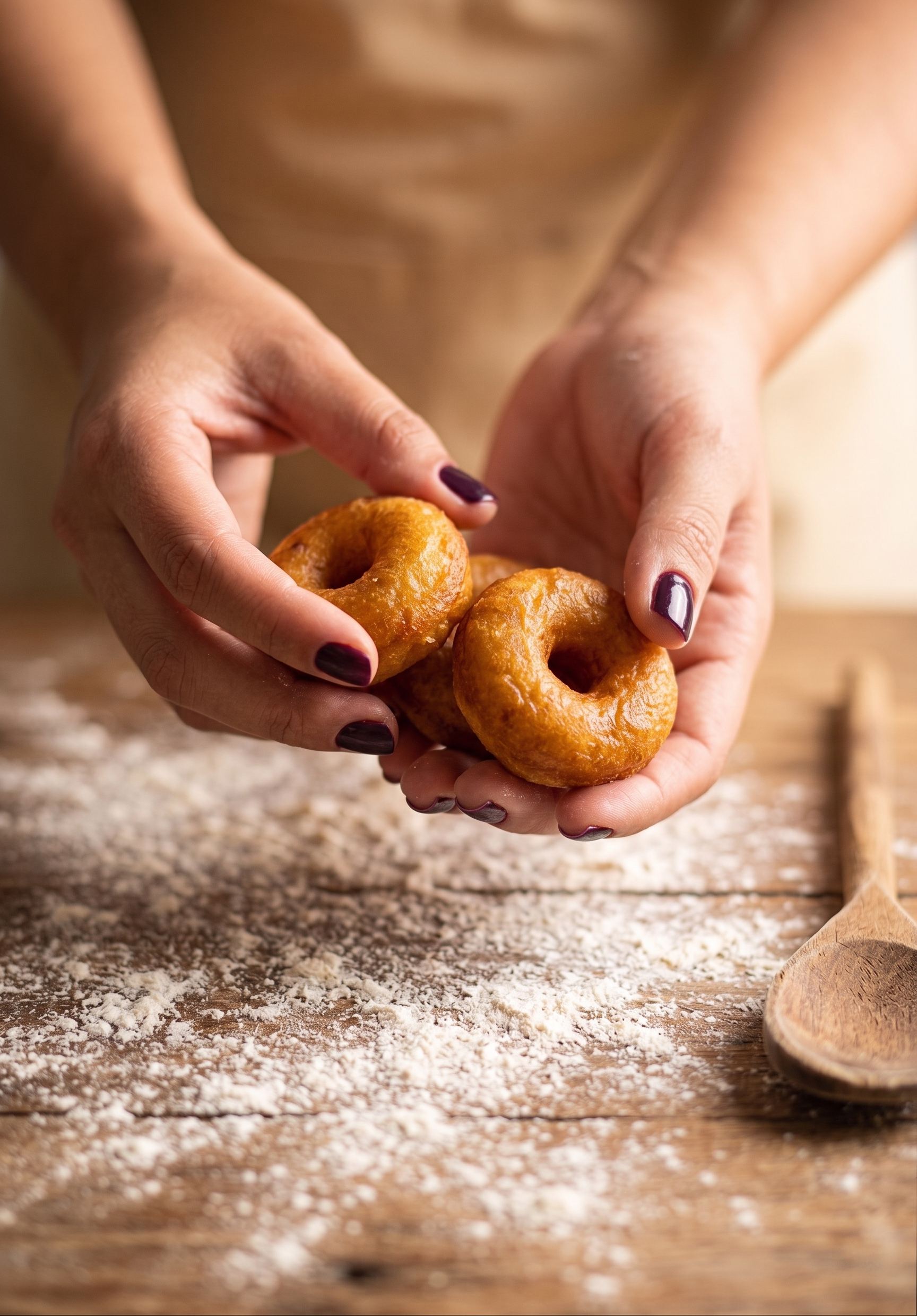 Massa artesanal dos mini donuts sendo preparada